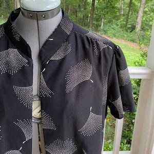 VTG 70s Sheer Open Cardigan - Gingko Print